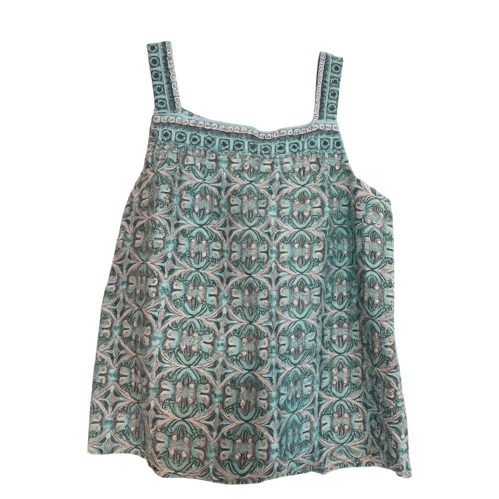 NWT Talbots Linen 100% Large Medallion Paisley Tank Top